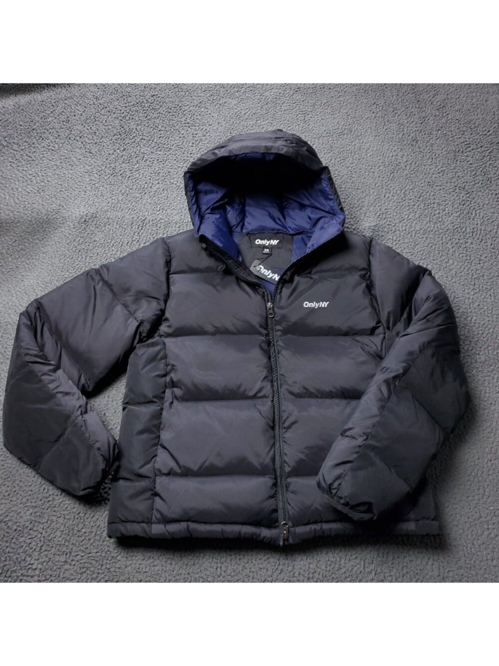 ONLY NY Puffer Down Jacket Mens XS Extra Small Packable Snorkel Nylon Black